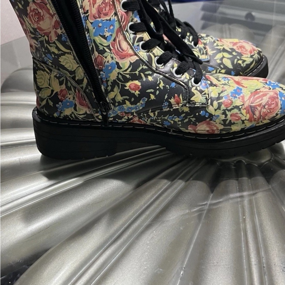 Floral Combat Boots for Women - Picture 9 of 11